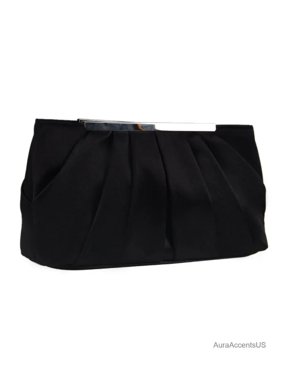 Satin Pleated Evening Clutch Bag Detachable Chain Crossbody Formal Handbag
